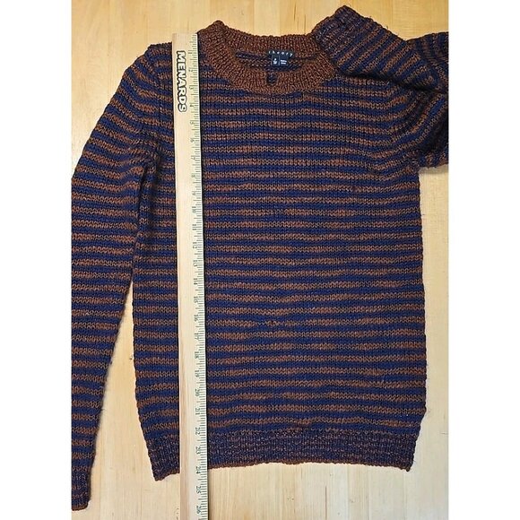Theory Aegea B Athos Sweater Womens Small Brown & Navy Blue Wool Blend Striped - Picture 7 of 10